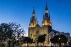 Saint Peter and Paul Church in Washington Square at dusk in San Francisco, California, USA. Art Print